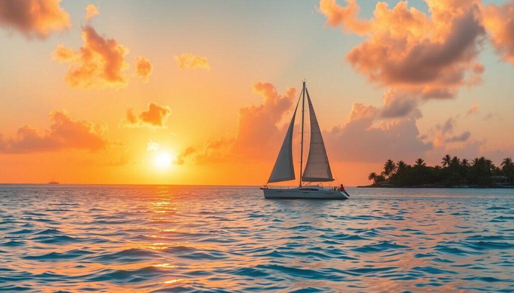 Sonnenuntergangssegeln auf den Bahamas